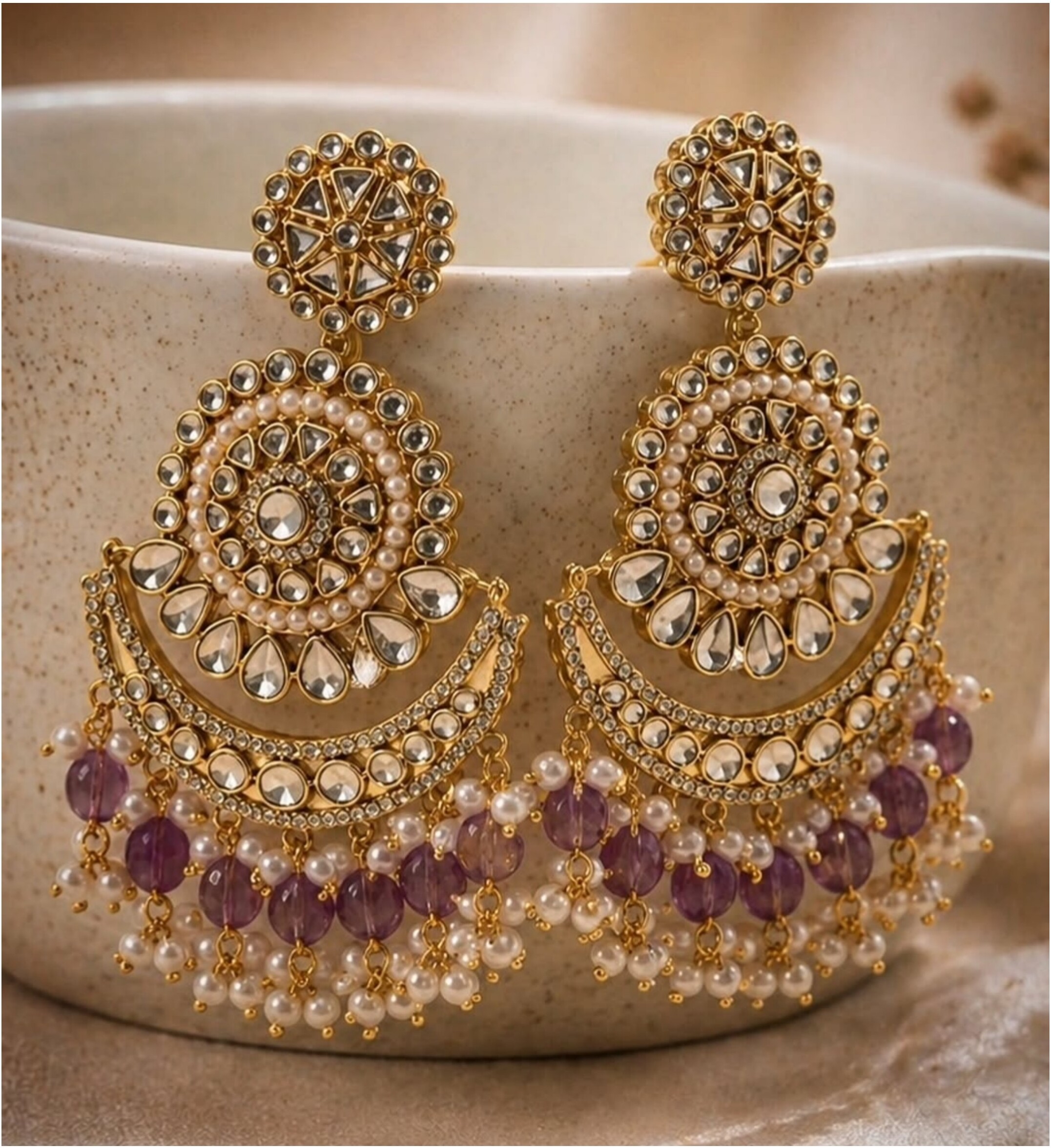 Lavender Pearl Chandbali